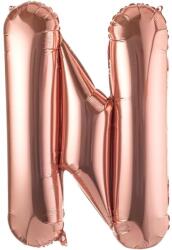 Flippy Balon Folie Metalizata Litera N, Flippy, 100 cm, Umflati cu Heliu sau Aer, Ambalaj Individual, Pai inclus, Rose Gold (129416)