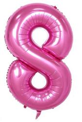 Flippy Balon din Folie Flippy, Cifra 8, 81 cm, Pentru Aer sau Heliu, Bulk, Roz (126255)