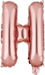 Flippy Balon Folie Metalizata Litera H, Flippy, 40 cm, Umflati cu Heliu sau Aer, Ambalaj Individual, Pai inclus, Rose Gold (127248)
