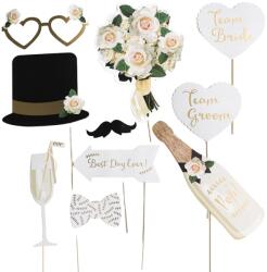 Flippy Set 10 Accesorii pentru Petrecere, Flippy, Props pentru Coltul de Poze, Model Mire si Mireasa, Tematica Nunta, Multicolor (131232)