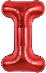 Flippy Balon Folie Metalizata Litera I, Flippy, 40 cm, Umflati cu Heliu sau Aer, Ambalaj Individual, Pai inclus, Rosu (129385)