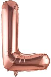 Flippy Balon Folie Metalizata Litera L, Flippy, 80 cm, Umflati cu Heliu sau Aer, Ambalaj Individual, Pai inclus, Rose Gold (129492)