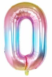 Flippy Balon din Folie Metalizata Flippy, Figurina Cifra, Tema Aniversare 40 cm, Ambalaj Individual, Pai inclus, Umflare cu Aer sau Heliu, Multicolor, Cifra 0 (129226)