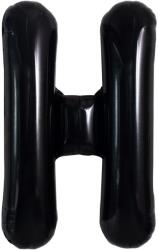 Flippy Balon Folie Metalizata Litera H, Flippy, 40 cm, Umflati cu Heliu sau Aer, Ambalaj Individual, Pai inclus, Negru (129358)