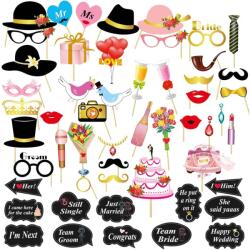 Flippy Set 60 de Accesorii pentru Petrecere, Flippy, Tematica Nunta, Props pentru Coltul de Poze, Ochelari, Palarii, Mustata, Cravata, pentru Evenimente, Multicolor (131231)