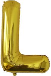 Flippy Balon Folie Metalizata Litera L, Flippy, 80 cm, Umflati cu Heliu sau Aer, Ambalaj Individual, Pai inclus, Auriu (129440)