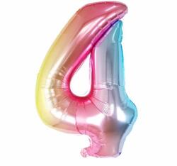 Flippy Balon din Folie Metalizata Flippy, Figurina Cifra, Tema Aniversare 40 cm, Ambalaj Individual, Pai inclus, Umflare cu Aer sau Heliu, Multicolor, Cifra 4 (129230)