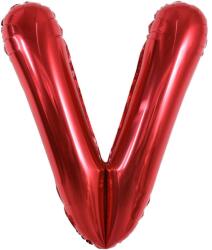 Flippy Balon Folie Metalizata Litera V, Flippy, 40 cm, Umflati cu Heliu sau Aer, Ambalaj Individual, Pai inclus, Rosu (129398)