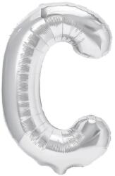Flippy Balon Folie Metalizata Litera C, Flippy, 80 cm, Umflati cu Heliu sau Aer, Ambalaj Individual, Pai inclus, Argintiu (129457)