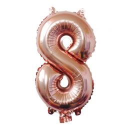 Flippy Balon din Folie Flippy, Cifra 8, 81 cm, Pentru Aer sau Heliu, Bulk, Roz Auriu (126253)