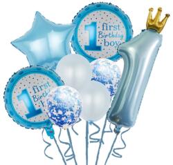 Flippy Set 8 Baloane din Folie Metalizată si din Latex, Flippy, Figurine Cifra 1 Printesa 91cm, Stea 45 cm si Cerc 55 cm, Baloane Latex 30 cm, Tema Prima (130950)
