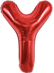 Flippy Balon Folie Metalizata Litera Y, Flippy, 40 cm, Umflati cu Heliu sau Aer, Ambalaj Individual, Pai inclus, Rosu (129401)