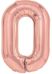 Flippy Balon din Folie Metalizata Flippy, Figurina Cifra, Tema Aniversare 100 cm, Ambalaj Individual, Pai inclus, Umflare cu Aer sau Heliu, Coral, Rose, Cifra 0 (127056)