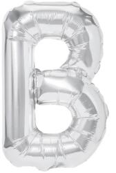 Flippy Balon Folie Metalizata Litera B, Flippy, 80 cm, Umflati cu Heliu sau Aer, Ambalaj Individual, Pai inclus, Argintiu (129456)