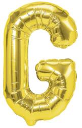 Flippy Balon Folie Metalizata Litera G, Flippy, 40 cm, Umflati cu Heliu sau Aer, Ambalaj Individual, Pai inclus, Auriu (127195)