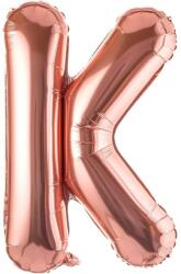 Flippy Balon Folie Metalizata Litera K, Flippy, 100 cm, Umflati cu Heliu sau Aer, Ambalaj Individual, Pai inclus, Rose Gold (129413)