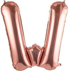 Flippy Balon Folie Metalizata Litera W, Flippy, 100 cm, Umflati cu Heliu sau Aer, Ambalaj Individual, Pai inclus, Rose Gold (129425)