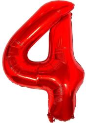 Flippy Balon din Folie Metalizata Flippy, Figurina Cifra, Tema Aniversare 80 cm, Ambalaj Individual, Pai inclus, Umflare cu Aer sau Heliu, Rosu, Cifra 4 (129140)