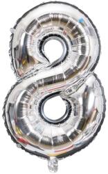 Flippy Balon din Folie Flippy, Cifra 8, 81 cm, Pentru Aer sau Heliu, Bulk, Argintiu (126252)