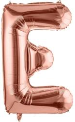 Flippy Balon Folie Metalizata Litera E, Flippy, 80 cm, Umflati cu Heliu sau Aer, Ambalaj Individual, Pai inclus, Rose Gold (129485)