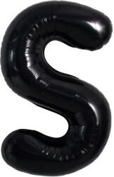Flippy Balon Folie Metalizata Litera S, Flippy, 40 cm, Umflati cu Heliu sau Aer, Ambalaj Individual, Pai inclus, Negru (129369)