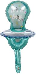 Flippy Balon din Folie Metalizata, Flippy, Mini Figurina, Model Suzeta, Tematica Gender Reveal, 23x50 cm, Ambalaj Individual, Pai Inclus, Umflare cu Aer sau Heliu, Albastru (127436)