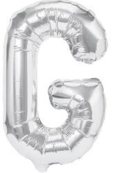 Flippy Balon Folie Metalizata Litera G, Flippy, 80 cm, Umflati cu Heliu sau Aer, Ambalaj Individual, Pai inclus, Argintiu (129461)