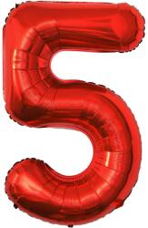 Flippy Balon din Folie Metalizata Flippy, Figurina Cifra, Tema Aniversare 80 cm, Ambalaj Individual, Pai inclus, Umflare cu Aer sau Heliu, Rosu, Cifra 5 (129141)