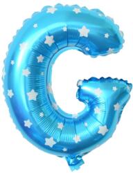 Flippy Balon Folie Metalizata Litera G, Flippy, 40 cm, Cu Imprimeu Stelute, Umflati cu Heliu sau Aer, Ambalaj Individual, Pai inclus, Albastru (129565)