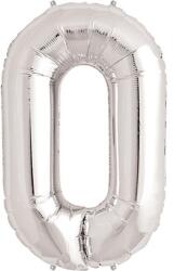 Flippy Balon din Folie Flippy, Cifra 0, 81 cm, Pentru Aer sau Heliu, Bulk, Argintiu (126180)
