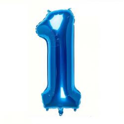 Flippy Balon din Folie Flippy, Cifra 1, 81 cm, Pentru Aer sau Heliu, Bulk, Albastru (126183)
