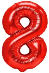 Flippy Balon din Folie Metalizata Flippy, Figurina Cifra, Tema Aniversare 40 cm, Ambalaj Individual, Pai inclus, Umflare cu Aer sau Heliu, Rosu, Cifra 8 (129174)
