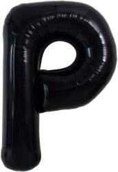 Flippy Balon Folie Metalizata Litera P, Flippy, 40 cm, Umflati cu Heliu sau Aer, Ambalaj Individual, Pai inclus, Negru (129366)