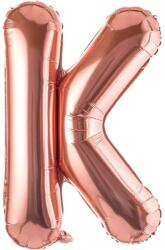 Flippy Balon Folie Metalizata Litera K, Flippy, 40 cm, Umflati cu Heliu sau Aer, Ambalaj Individual, Pai inclus, Rose Gold (127251)