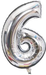 Flippy Balon din Folie Flippy, Cifra 6, 81 cm, Pentru Aer sau Heliu, Bulk, Argintiu (126234)