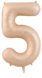 Flippy Balon din Folie Metalizata, Flippy, Figurina Cifra, Model 5, Tema Aniversare 100 cm, Ambalaj Individual, Pai Inclus, Umflare cu Aer sau Heliu, Crem (131280)