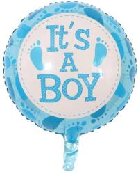 Flippy Balon din Folie Metalizata, Flippy, Figurina Rotunda, Model It's a Boy, Tema Gender Reveal, 45 cm, Ambalaj Individual, Pai Inclus, Umflare cu Aer sau (130976)