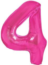 Flippy Balon din Folie Metalizata Flippy, Figurina Cifra, Tema Aniversare 40 cm, Ambalaj Individual, Pai inclus, Umflare cu Aer sau Heliu, Roz, Cifra 4 (129190)