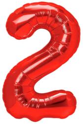 Flippy Balon din Folie Metalizata Flippy, Figurina Cifra, Tema Aniversare 80 cm, Ambalaj Individual, Pai inclus, Umflare cu Aer sau Heliu, Rosu, Cifra 2 (129138)