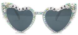 Flippy Ochelari Decorativi, Flippy, Model Bride to Be, cu Perle si Diamante, pentru Nunta, din PC, 15.3 x 5.7 x 14.5 cm, Alb (136188)