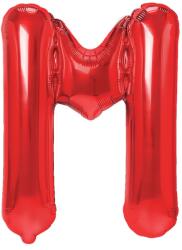 Flippy Balon Folie Metalizata Litera M, Flippy, 40 cm, Umflati cu Heliu sau Aer, Ambalaj Individual, Pai inclus, Rosu (129389)