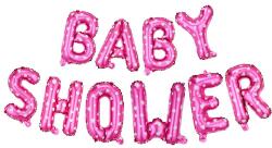 Flippy Set Baloane din Folie Metalizata, Flippy, Model Baby Shower, Litere de 40 cm, Baloane Party, Ambalaj Individual, Pai, Ata si Adeziv Incluse, Umflare cu Aer sau Heliu, Roz (127479)
