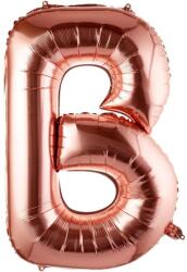 Flippy Balon Folie Metalizata Litera B, Flippy, 80 cm, Umflati cu Heliu sau Aer, Ambalaj Individual, Pai inclus, Rose Gold (129482)