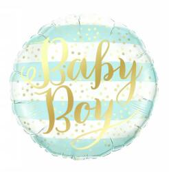Flippy Balon din Folie Metalizata, Flippy, Figurina Cerc, Model Baby Boy, Tematica Gender Reveal, 45 cm, Ambalaj Individual, Pai Inclus, Umflare cu Aer sau Heliu, Albastru (130787)