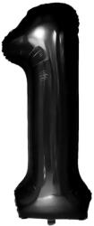 Flippy Balon din Folie Metalizata Flippy, Figurina Cifra, Tema Aniversare 40 cm, Ambalaj Individual, Pai inclus, Umflare cu Aer sau Heliu, Negru, Cifra 1 (129177)