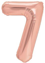 Flippy Balon din Folie Metalizata Flippy, Figurina Cifra, Tema Aniversare 80 cm, Ambalaj Individual, Pai inclus, Umflare cu Aer sau Heliu, Rose, Cifra 7 (130583)