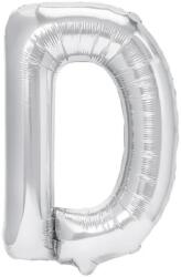 Flippy Balon Folie Metalizata Litera D, Flippy, 40 cm, Umflati cu Heliu sau Aer, Ambalaj Individual, Pai inclus, Argintiu (127218)