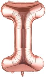 Flippy Balon Folie Metalizata Litera I, Flippy, 100 cm, Umflati cu Heliu sau Aer, Ambalaj Individual, Pai inclus, Rose Gold (129411)