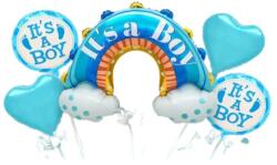 Flippy Baloane decorative tematica BABY SHOWER, Flippy, ITS A BOY, pentru gender reveal, botez, set din 5 bucati, 66 x 91 cm, Albastru (129930)