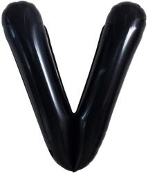 Flippy Balon Folie Metalizata Litera V, Flippy, 40 cm, Umflati cu Heliu sau Aer, Ambalaj Individual, Pai inclus, Negru (129372)